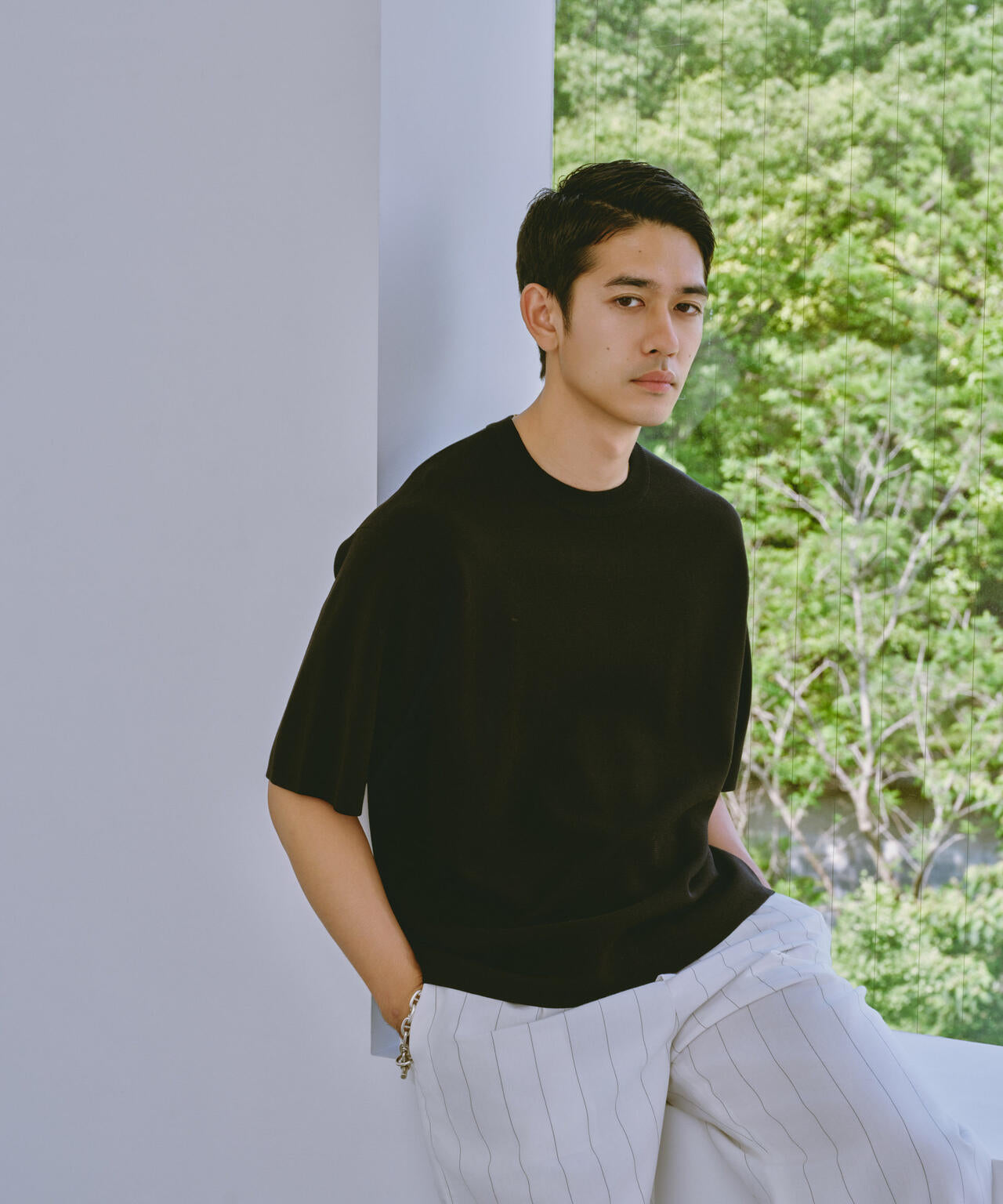 14ゲージミラノリブニット クルーネック 半袖(手洗い可能)