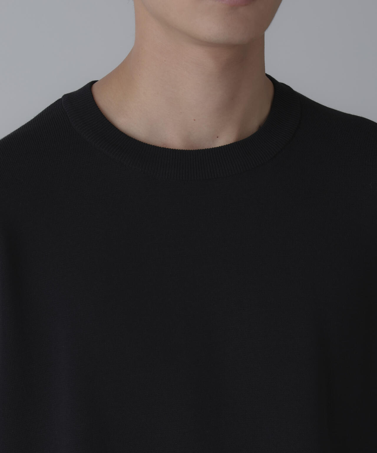 14ゲージミラノリブニット クルーネック 半袖(手洗い可能)