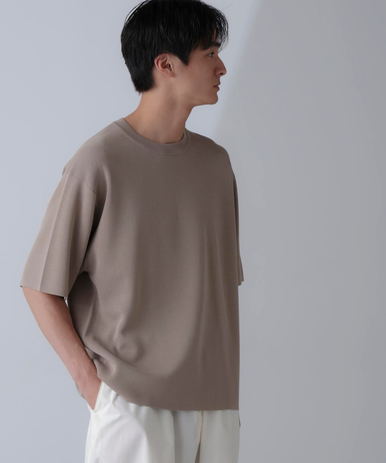 14ゲージミラノリブニット クルーネック 半袖(手洗い可能)