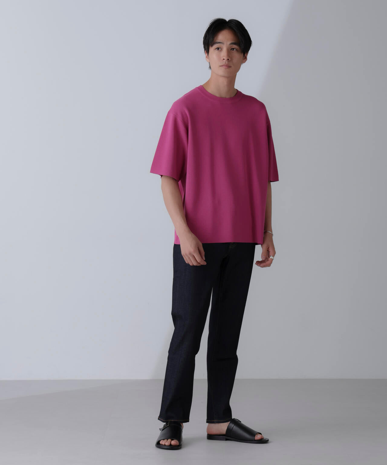 14ゲージミラノリブニット クルーネック 半袖(手洗い可能)