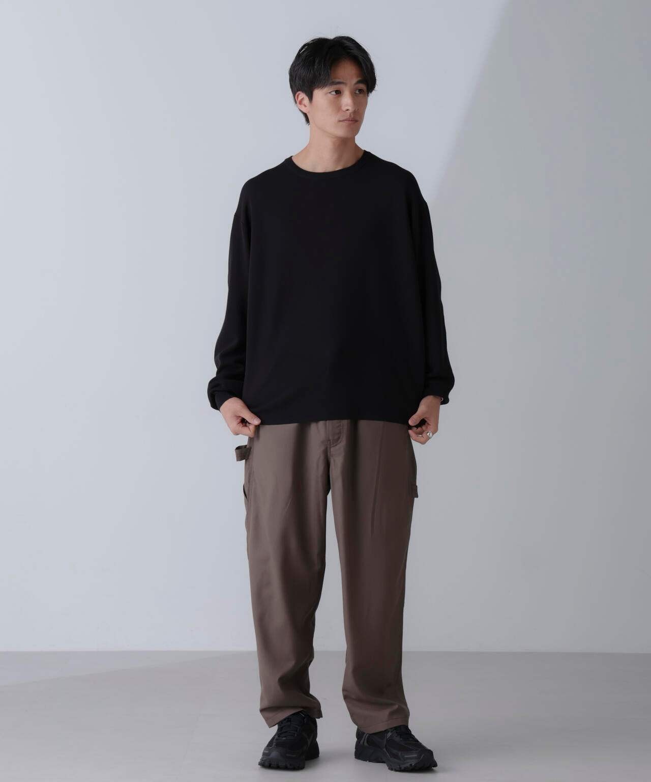 14ゲージミラノリブニット クルーネック 長袖(手洗い可能)