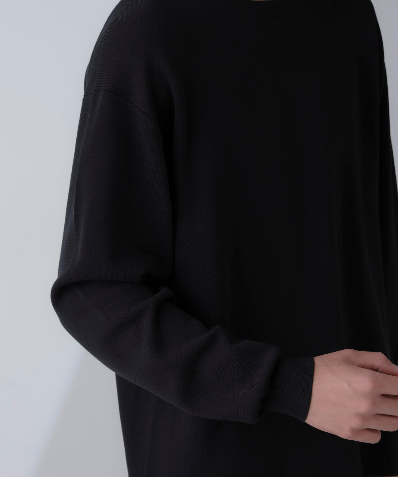 14ゲージミラノリブニット クルーネック 長袖(手洗い可能)