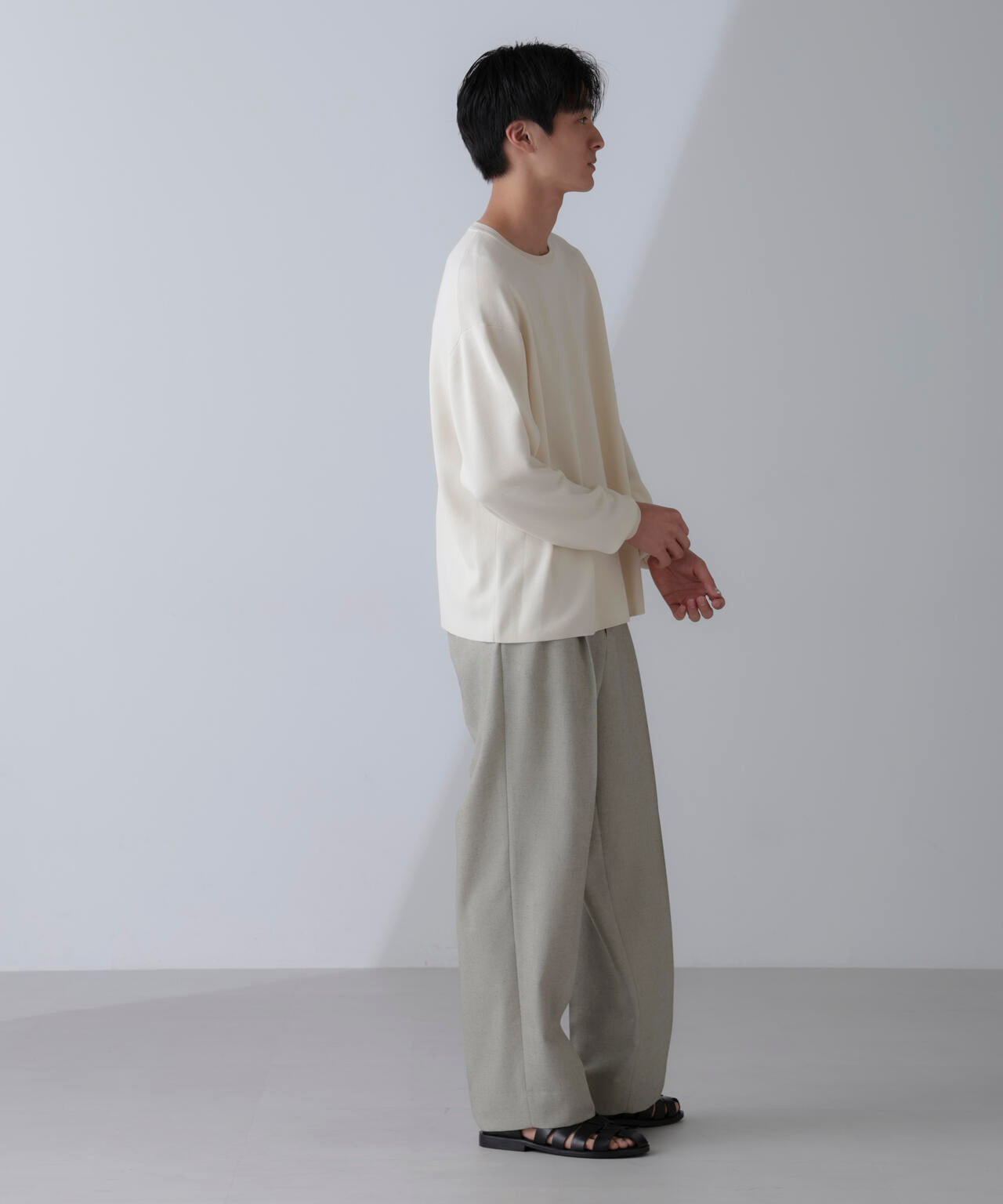 14ゲージミラノリブニット クルーネック 長袖(手洗い可能)