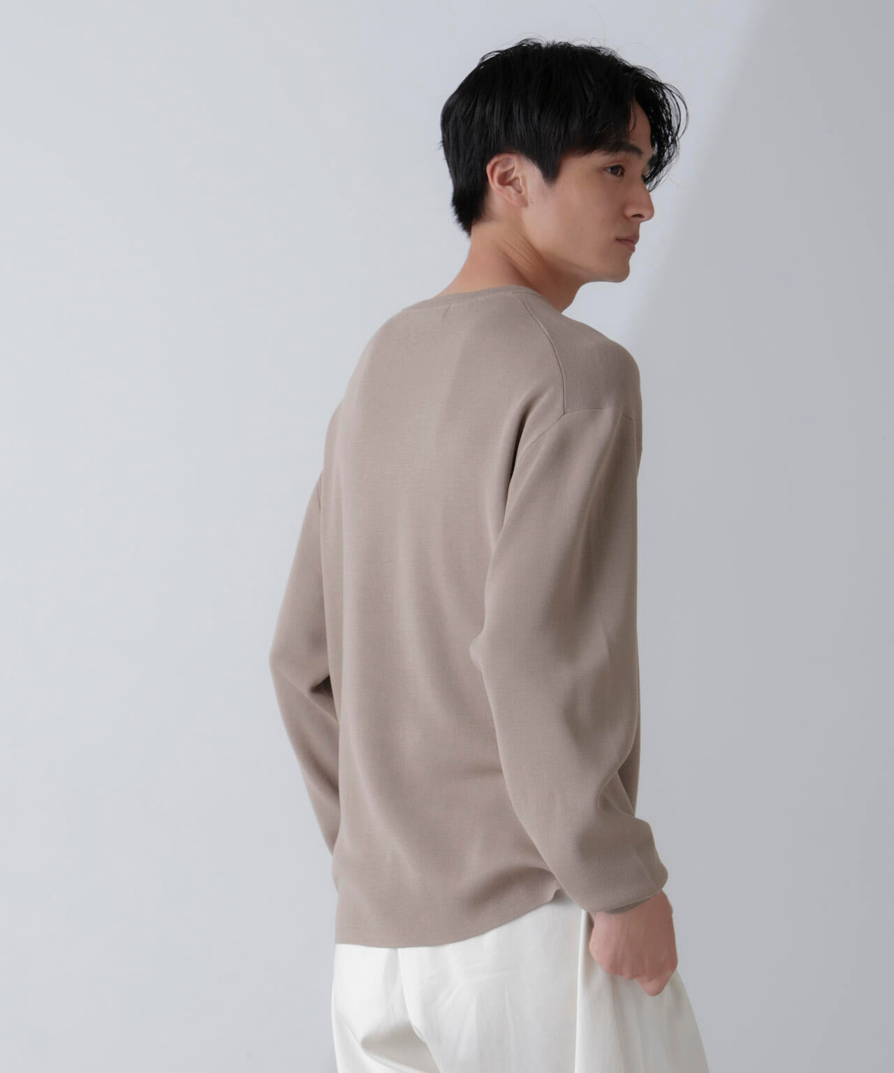 14ゲージミラノリブニット クルーネック 長袖(手洗い可能)