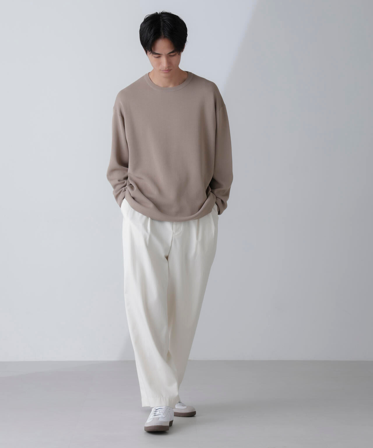 14ゲージミラノリブニット クルーネック 長袖(手洗い可能)