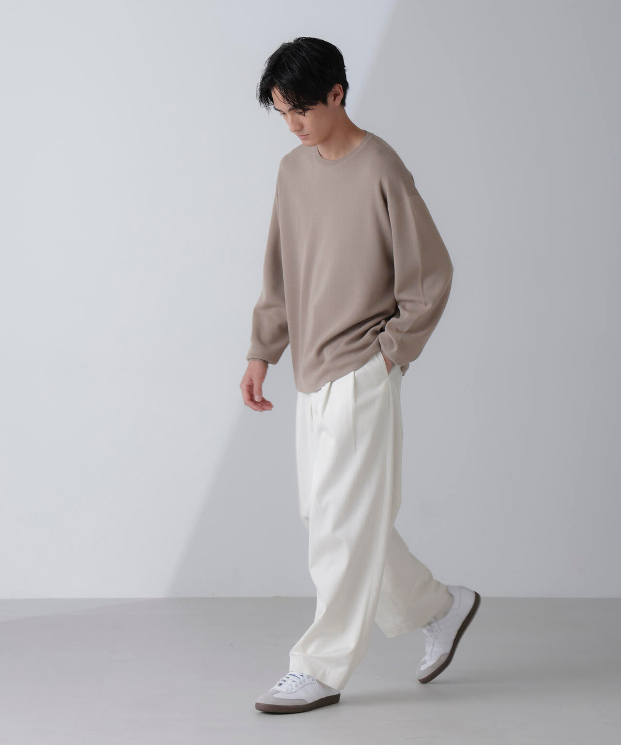 14ゲージミラノリブニット クルーネック 長袖(手洗い可能)