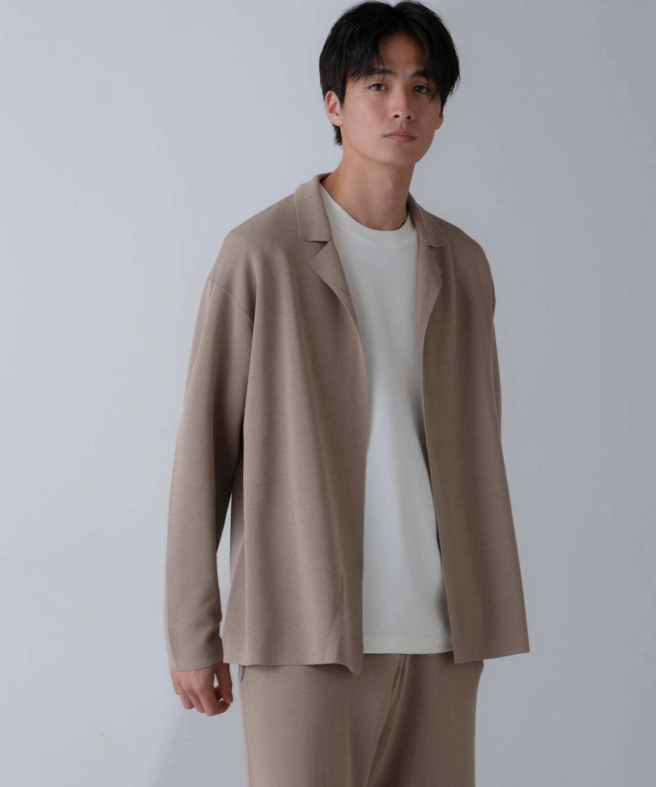 14ゲージミラノリブニット ボタンレスジャケット(手洗い可能)