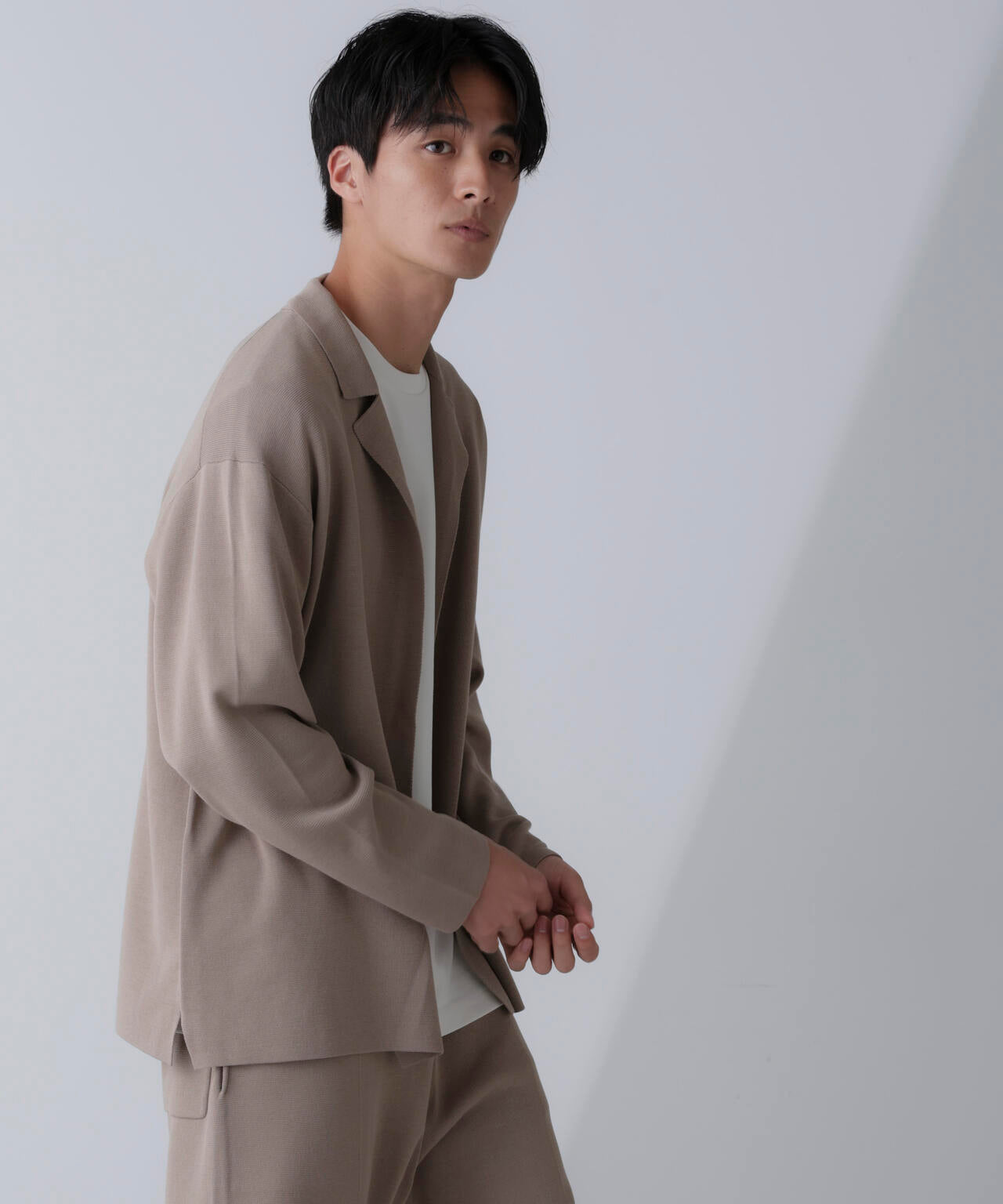 14ゲージミラノリブニット ボタンレスジャケット(手洗い可能)