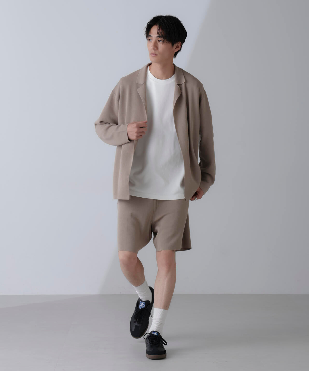 14ゲージミラノリブニット ボタンレスジャケット(手洗い可能)