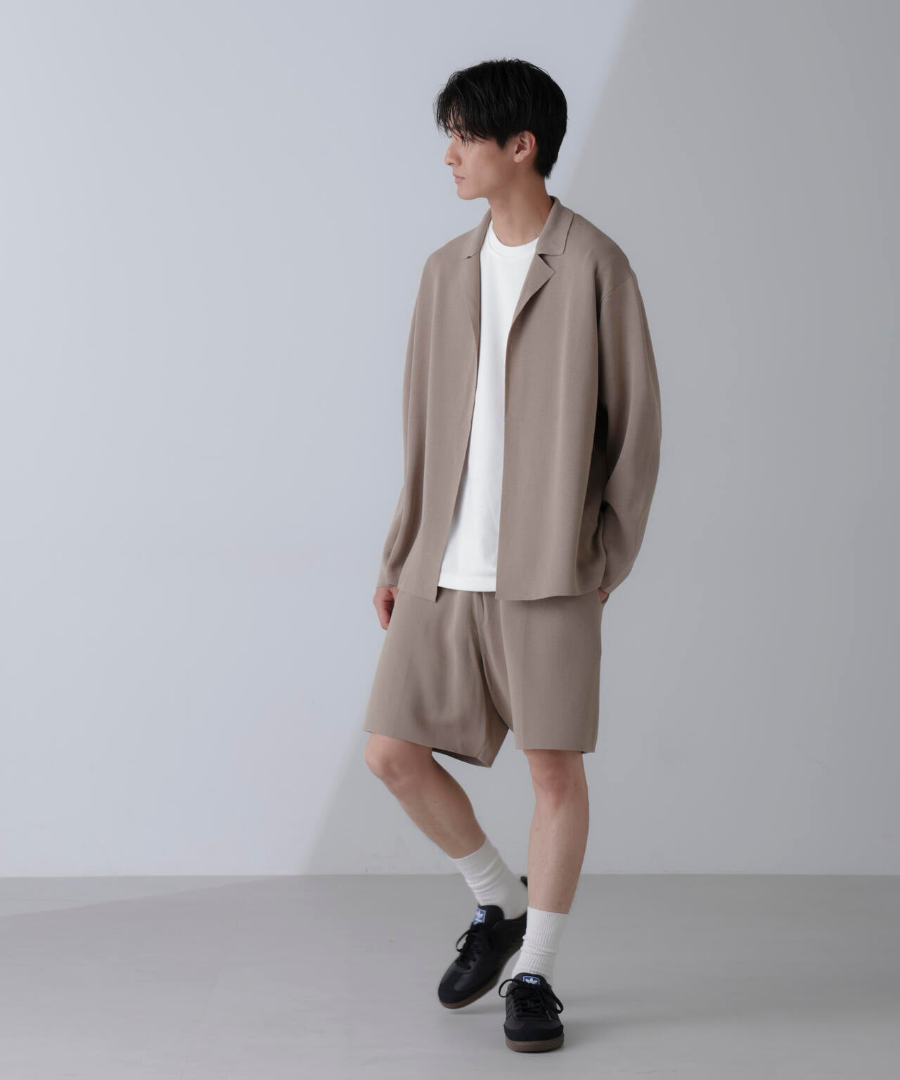 14ゲージミラノリブニット ボタンレスジャケット(手洗い可能)