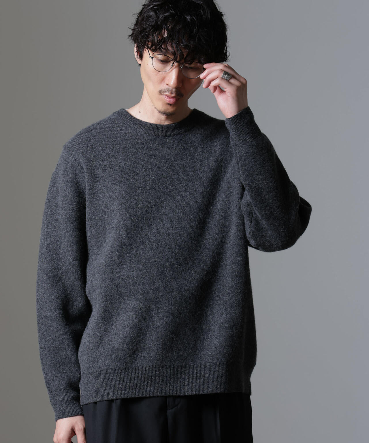 AQUA ウールカシミヤクルーネックプルオーバー