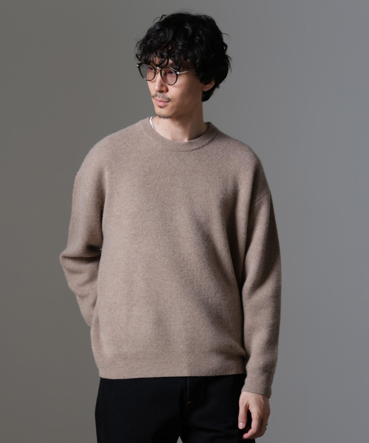 AQUA ウールカシミヤクルーネックプルオーバー