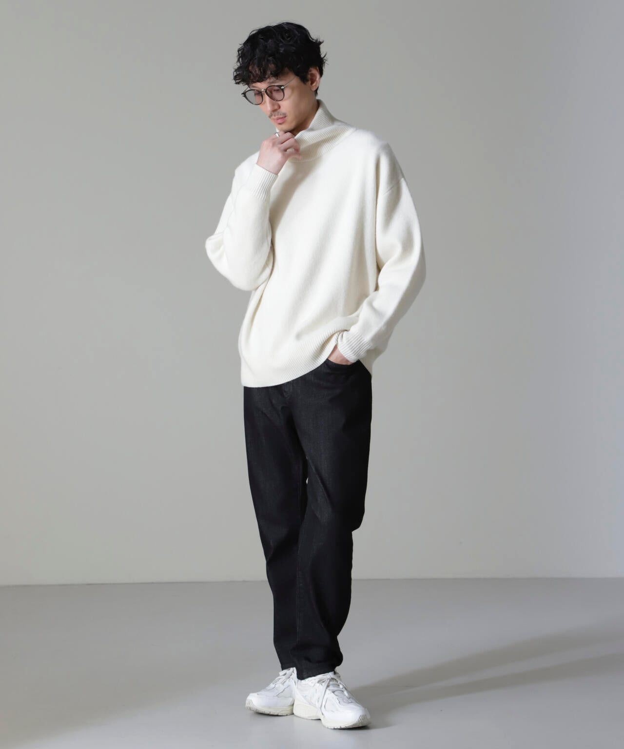 AQUA ウールカシミヤモックネックプルオーバー