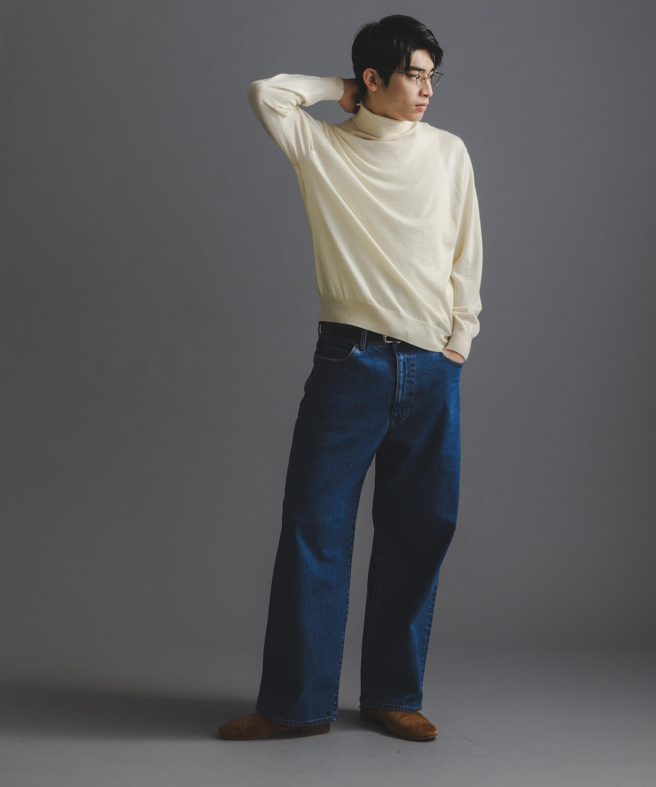 「毛玉レスニット」 ファインゲージタートルネック