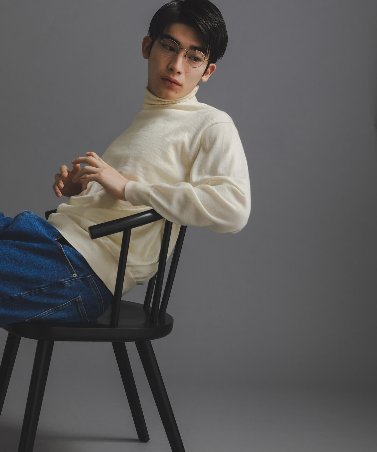 「毛玉レスニット」 ファインゲージタートルネック