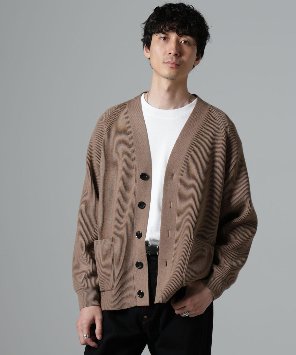 両畦スポンディッシュカーディガン