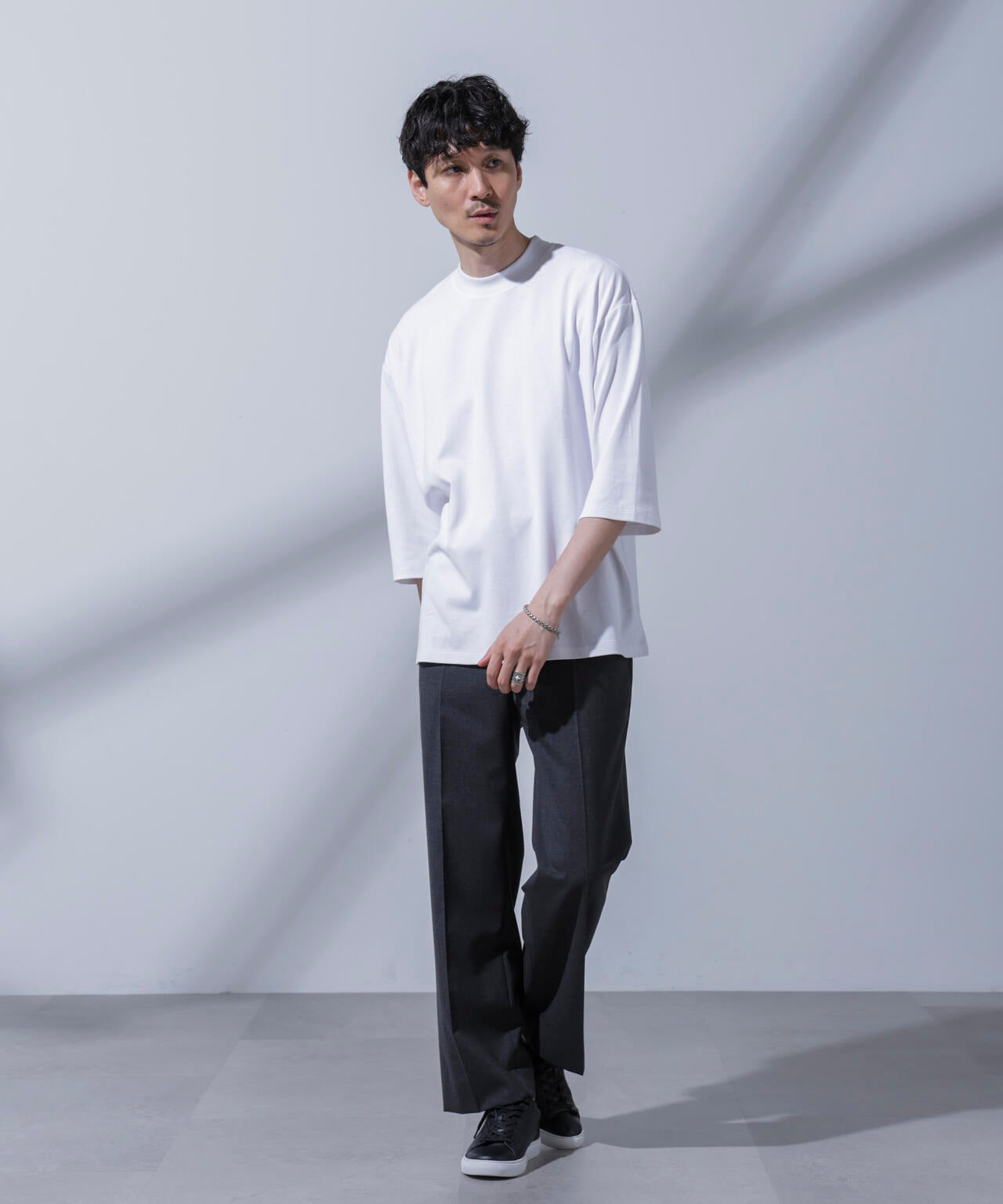 Anti Soaked(R) 汗染み防止 クルーネックワイドTシャツ七分袖