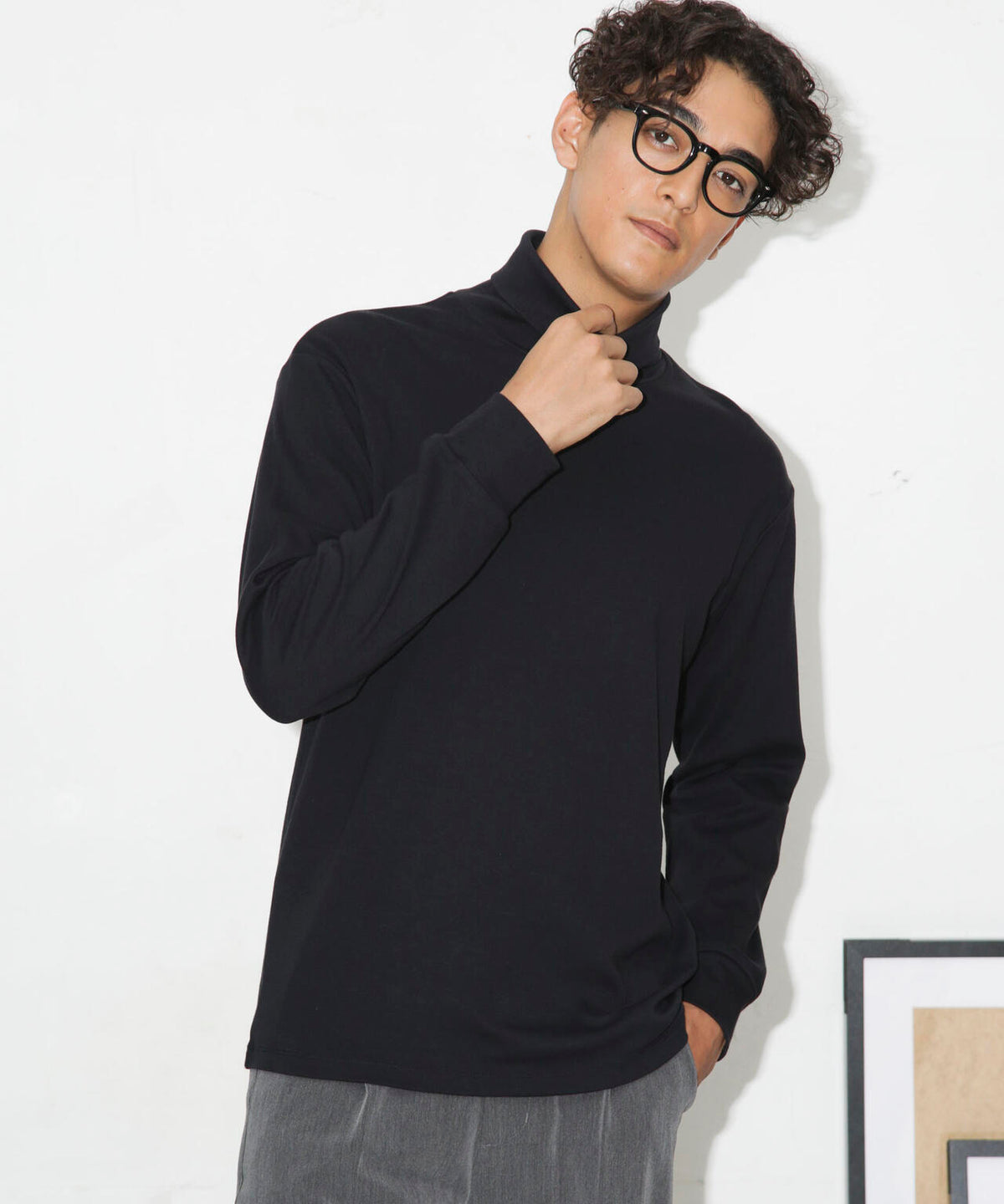 Anti Soaked(R) 汗染み防止 スムースタートルネックTシャツ 長袖