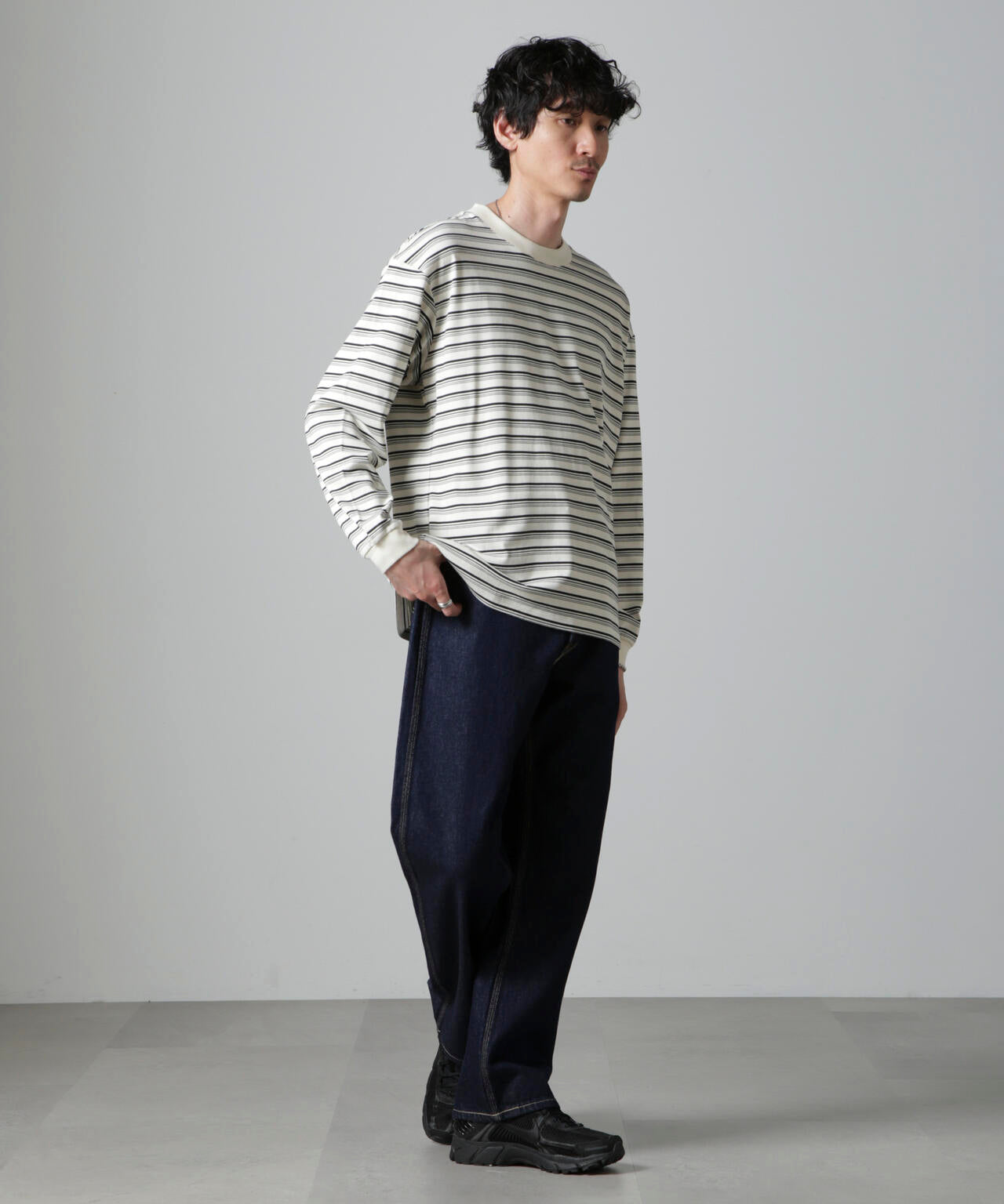 Anti Soaked(R) ランダムボーダークルーネックTシャツ 長袖