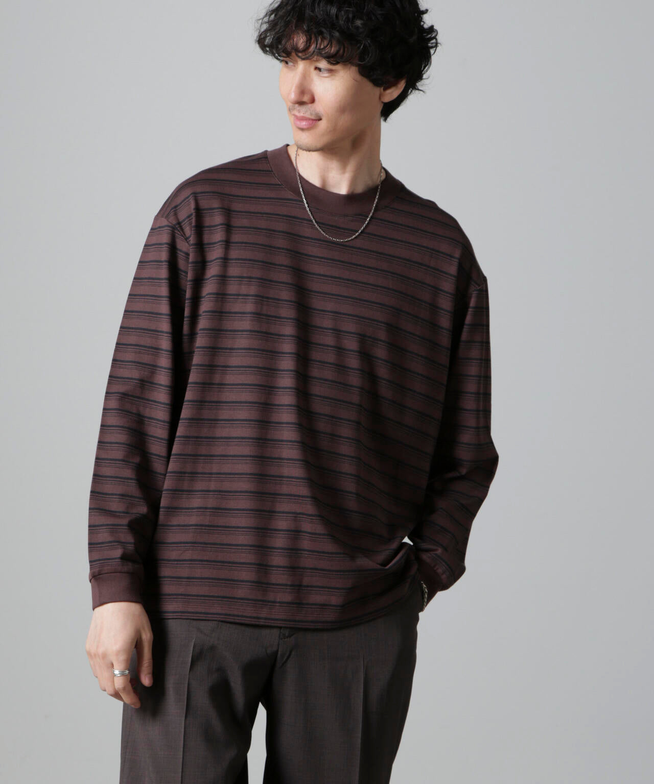 Anti Soaked(R) ランダムボーダークルーネックTシャツ 長袖