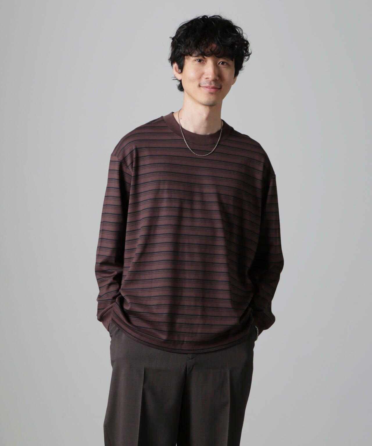 Anti Soaked(R) ランダムボーダークルーネックTシャツ 長袖