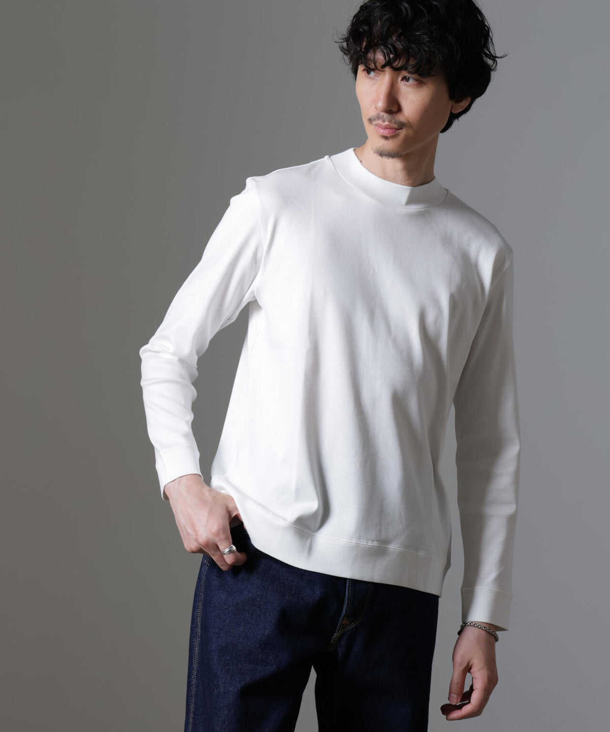 「FORMAL JERSEY」モックネックカットソー長袖