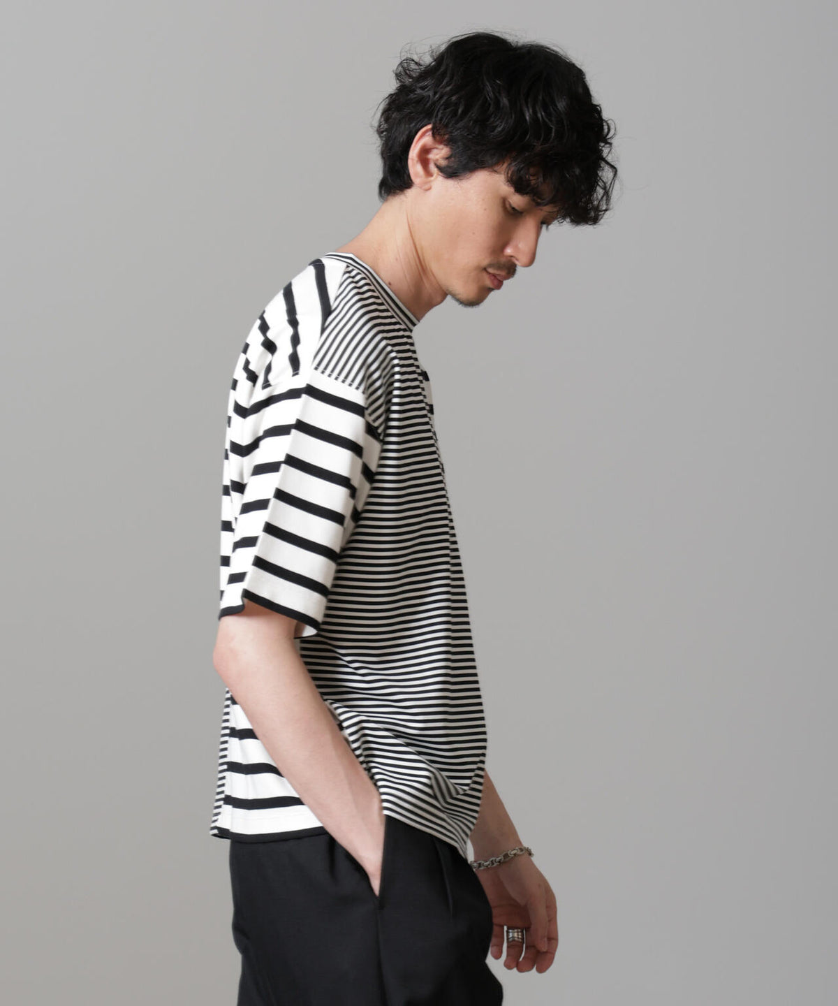 ボーダー切替Tシャツ