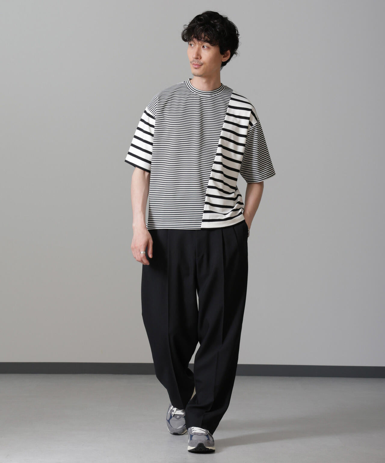ボーダー切替Tシャツ