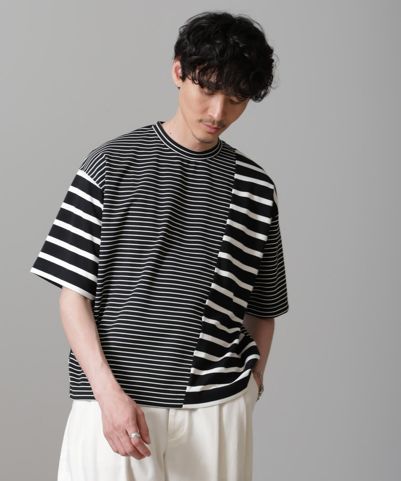 ボーダー切替Tシャツ