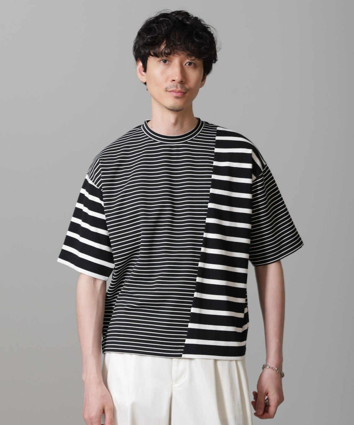 ボーダー切替Tシャツ