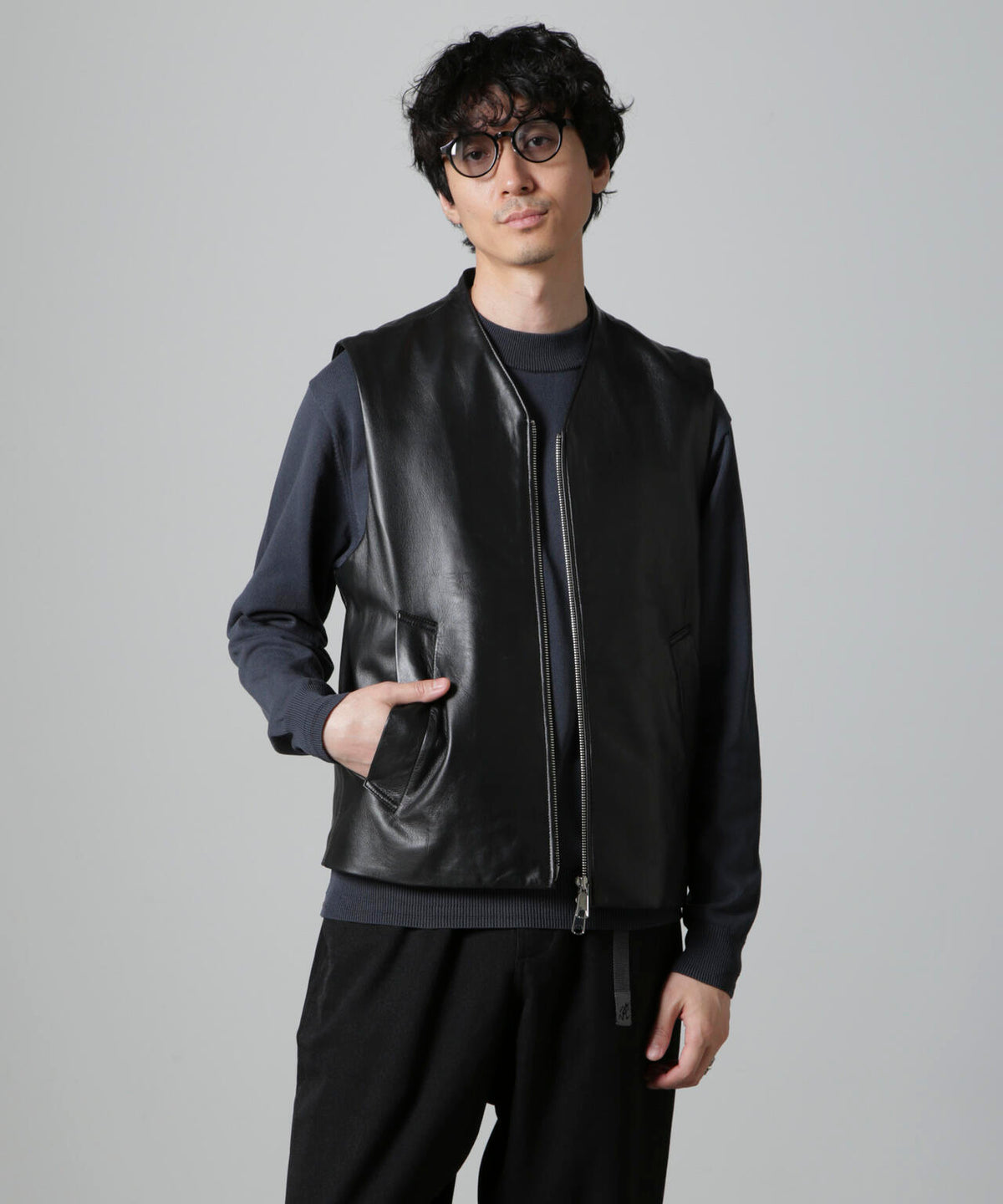 Lamb nappa ジップレザージレ