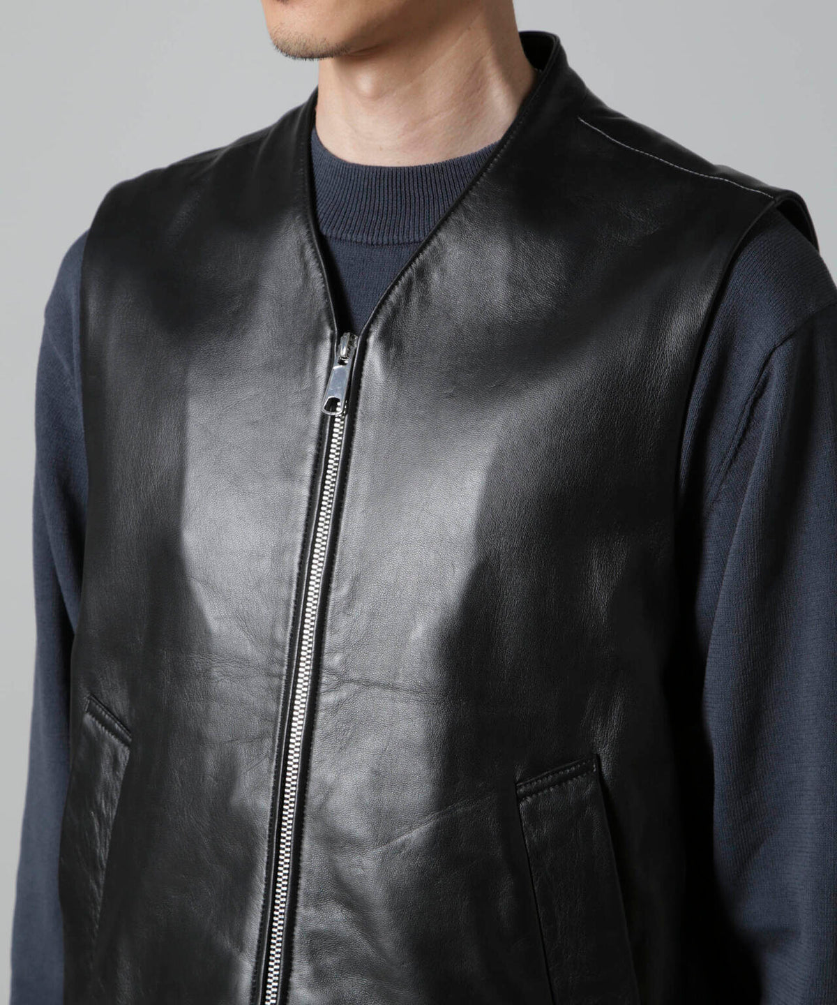 Lamb nappa ジップレザージレ