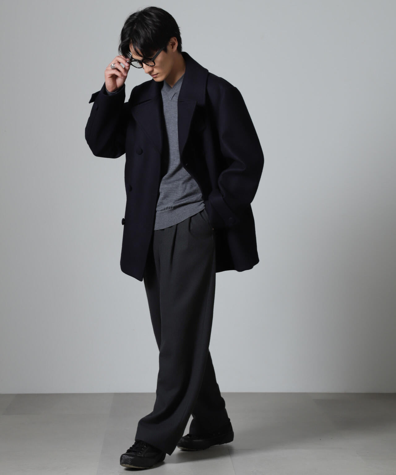 「100%ウール」2タックワイドパンツ