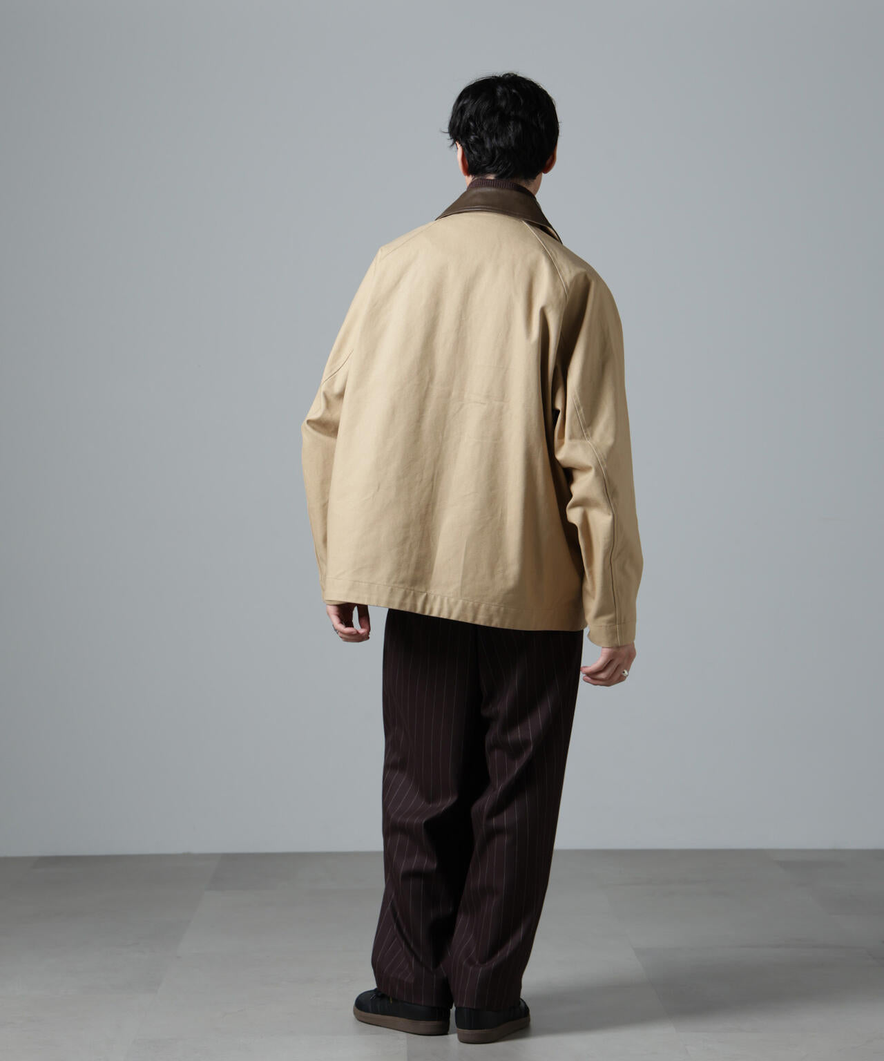 「大人のワイドパンツ」ピンストライプフランネル2タックワイドトラウザーズ(セットアップ可)