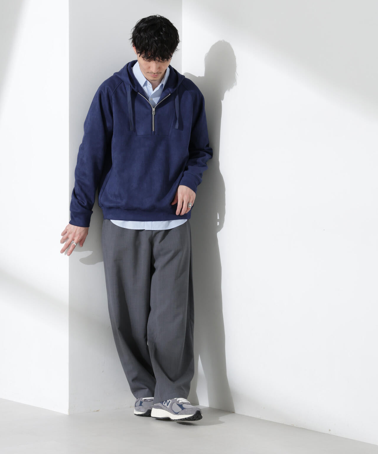フェイクスエードハーフジップパーカーブルゾン