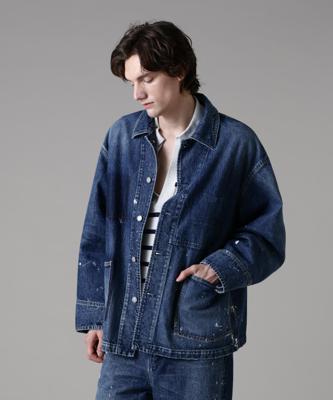 「ASSEMBLANC」オーバーサイズリメイクデニムブルゾン(セットアップ可)