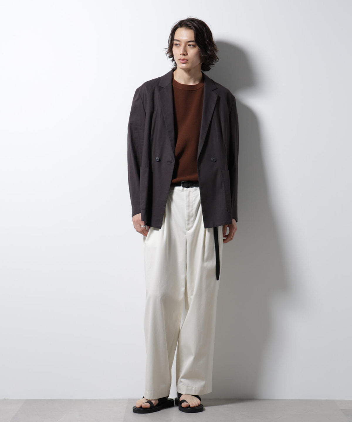 「BELGIUM LINEN FABRICS」リネンコットンダブルジャケット(セットアップ可)