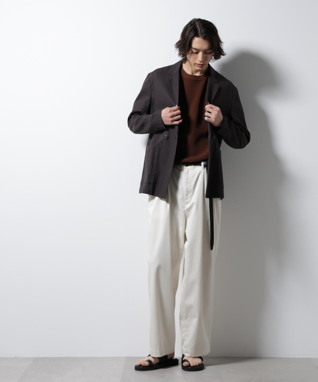 「BELGIUM LINEN FABRICS」リネンコットンダブルジャケット(セットアップ可)