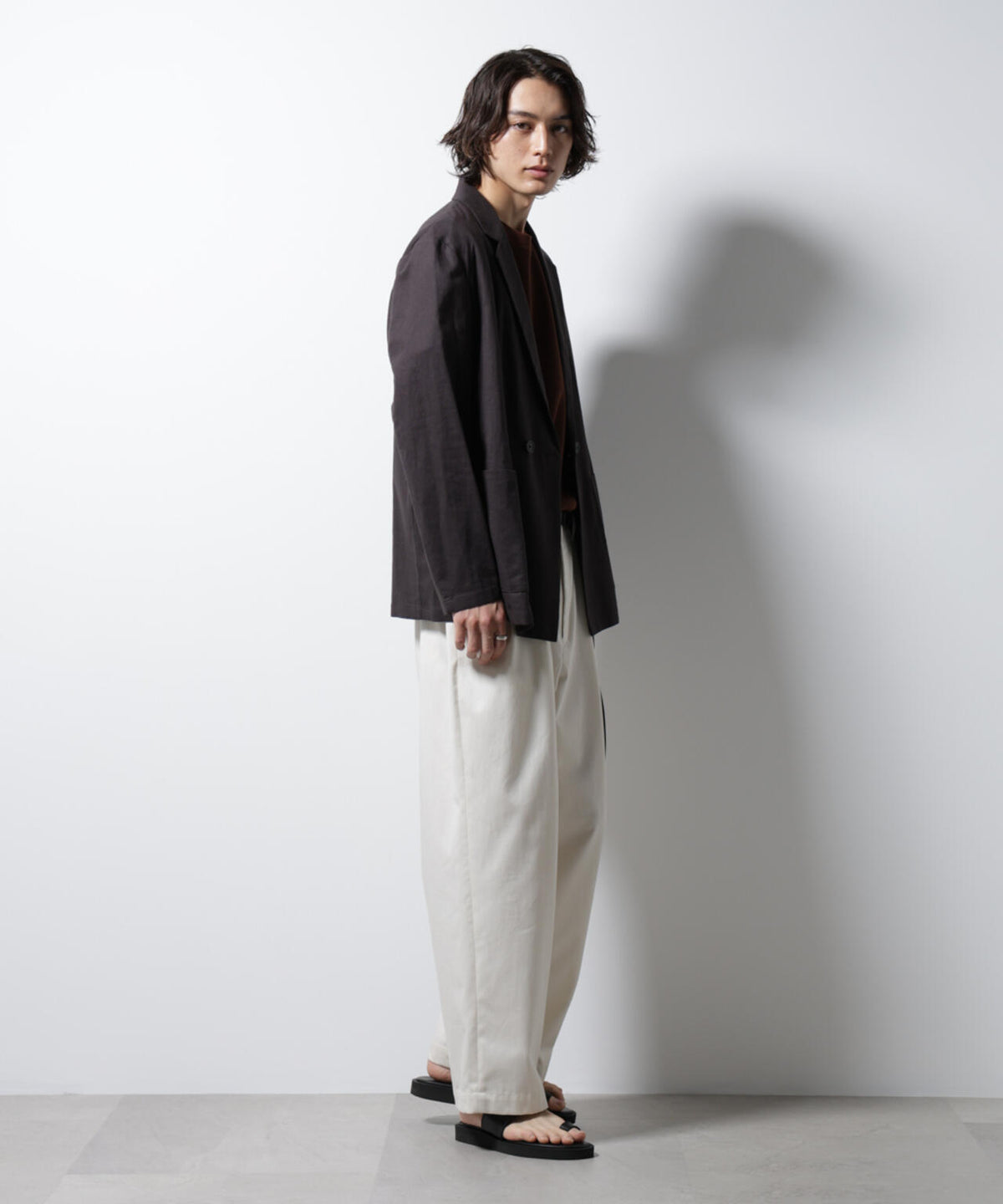 「BELGIUM LINEN FABRICS」リネンコットンダブルジャケット(セットアップ可)