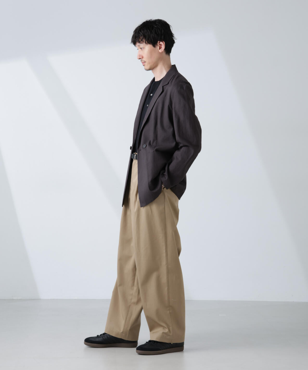 「BELGIUM LINEN FABRICS」リネンコットンダブルジャケット(セットアップ可)