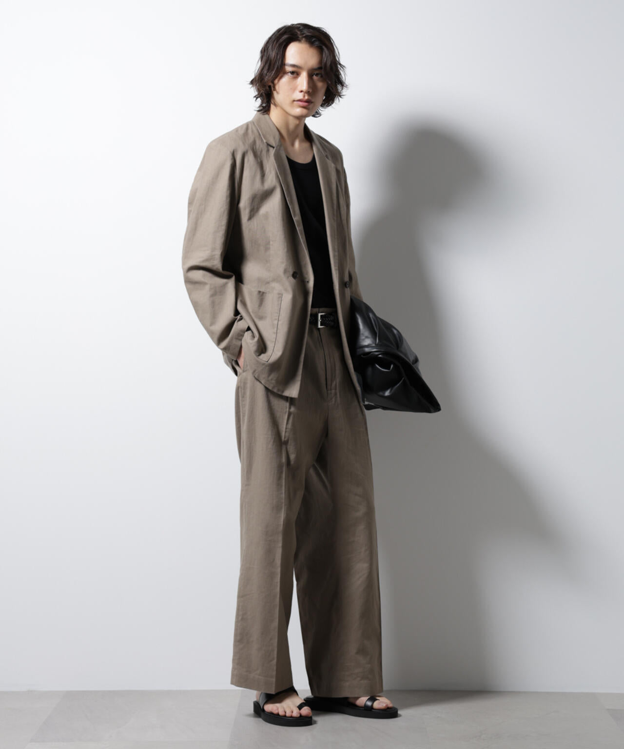 「BELGIUM LINEN FABRICS」リネンコットンダブルジャケット(セットアップ可)