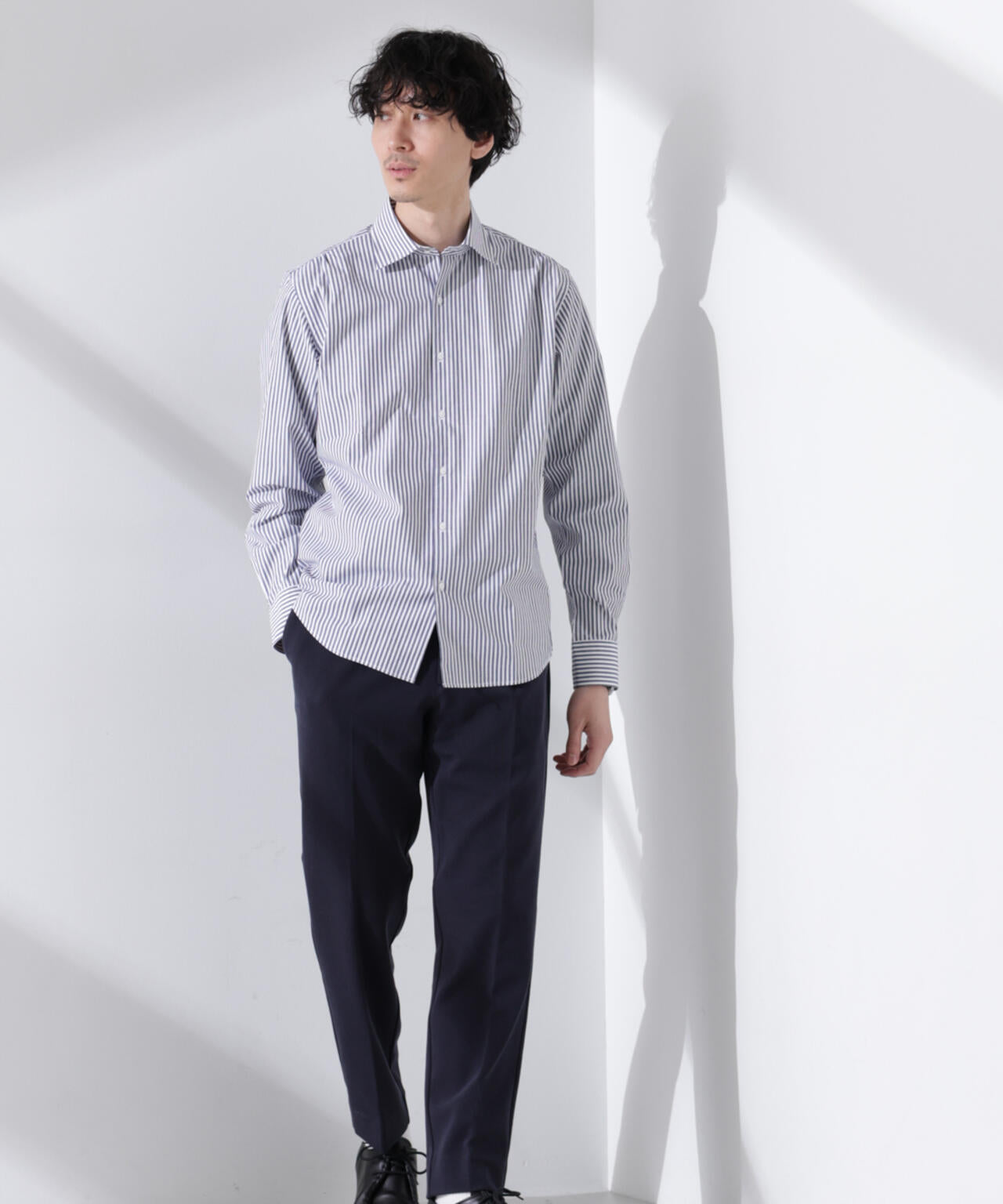 「N shirt」Anti Soaked(R) 汗染み防止セミワイドカラーシャツ長袖