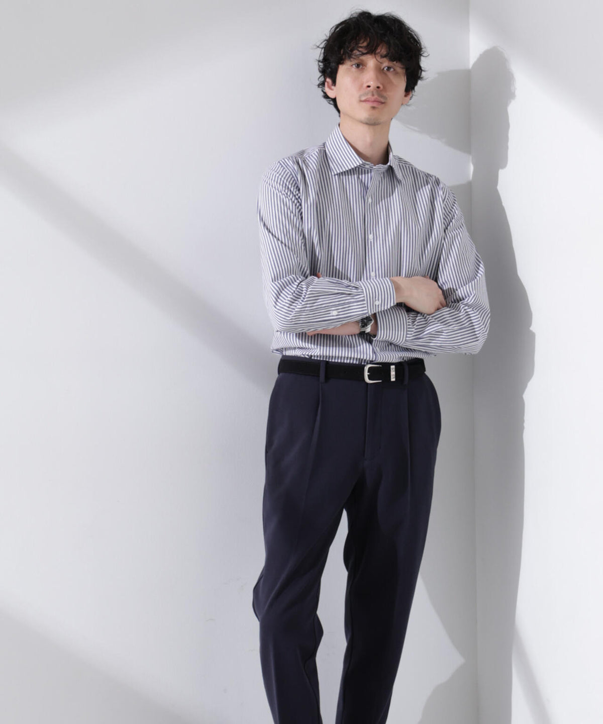 「N shirt」Anti Soaked(R) 汗染み防止セミワイドカラーシャツ長袖