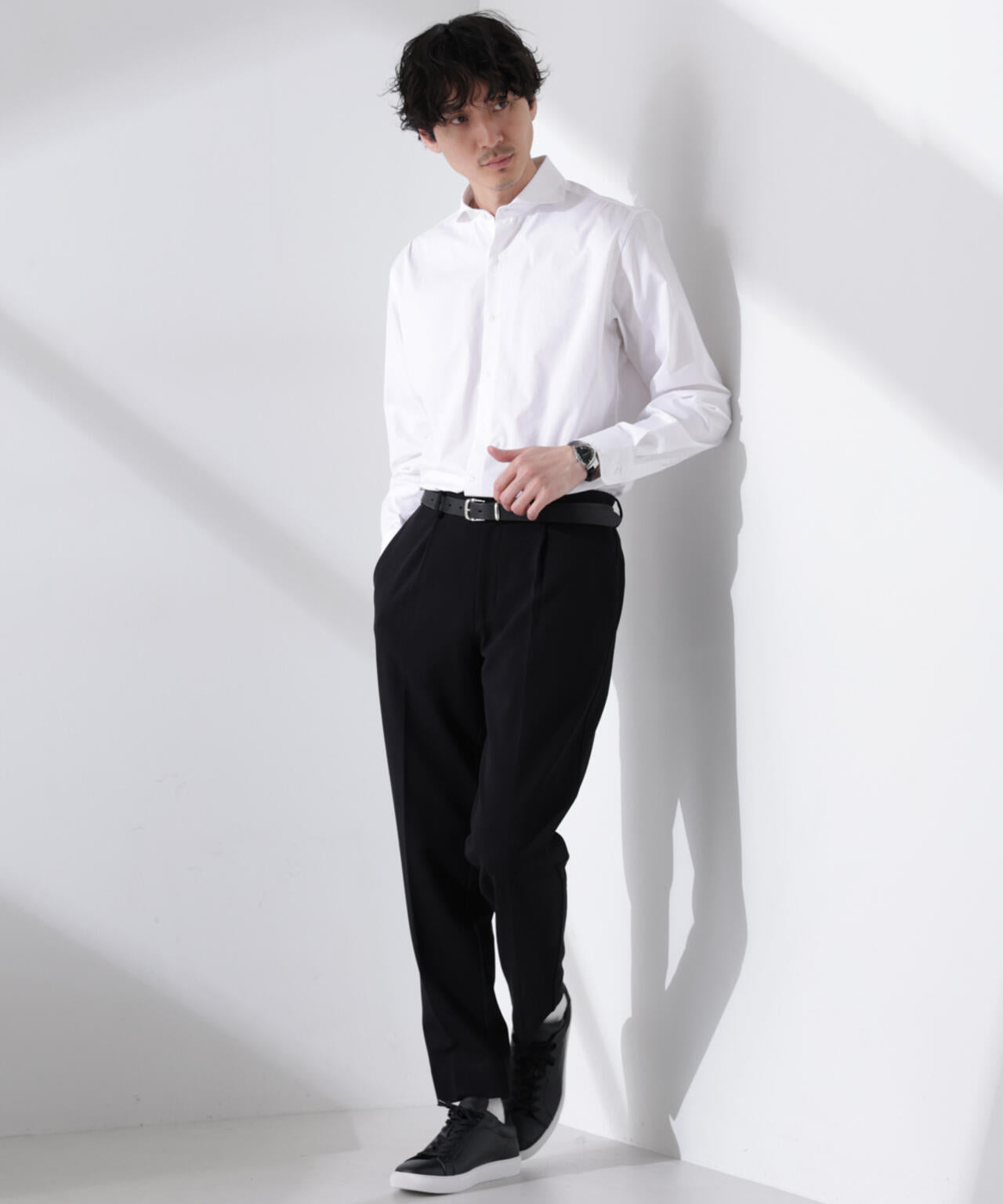「N shirt」Anti Soaked(R) 汗染み防止ホリゾンタルカラーシャツ長袖