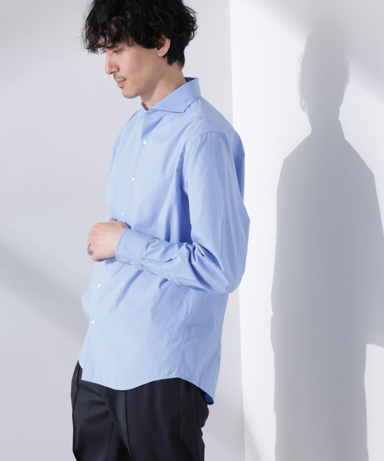 「N shirt」Anti Soaked(R) 汗染み防止ホリゾンタルカラーシャツ長袖