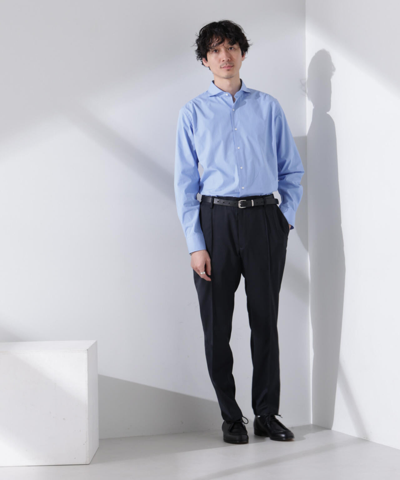 「N shirt」Anti Soaked(R) 汗染み防止ホリゾンタルカラーシャツ長袖