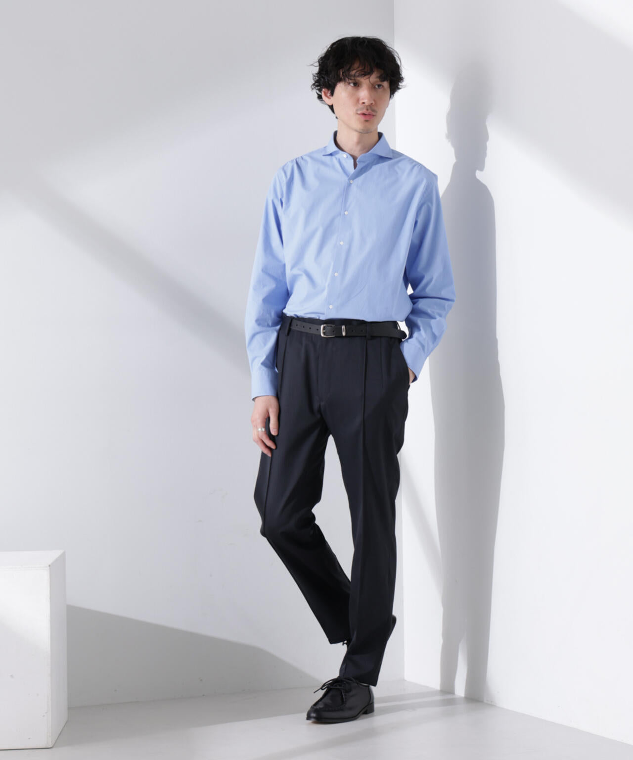「N shirt」Anti Soaked(R) 汗染み防止ホリゾンタルカラーシャツ長袖