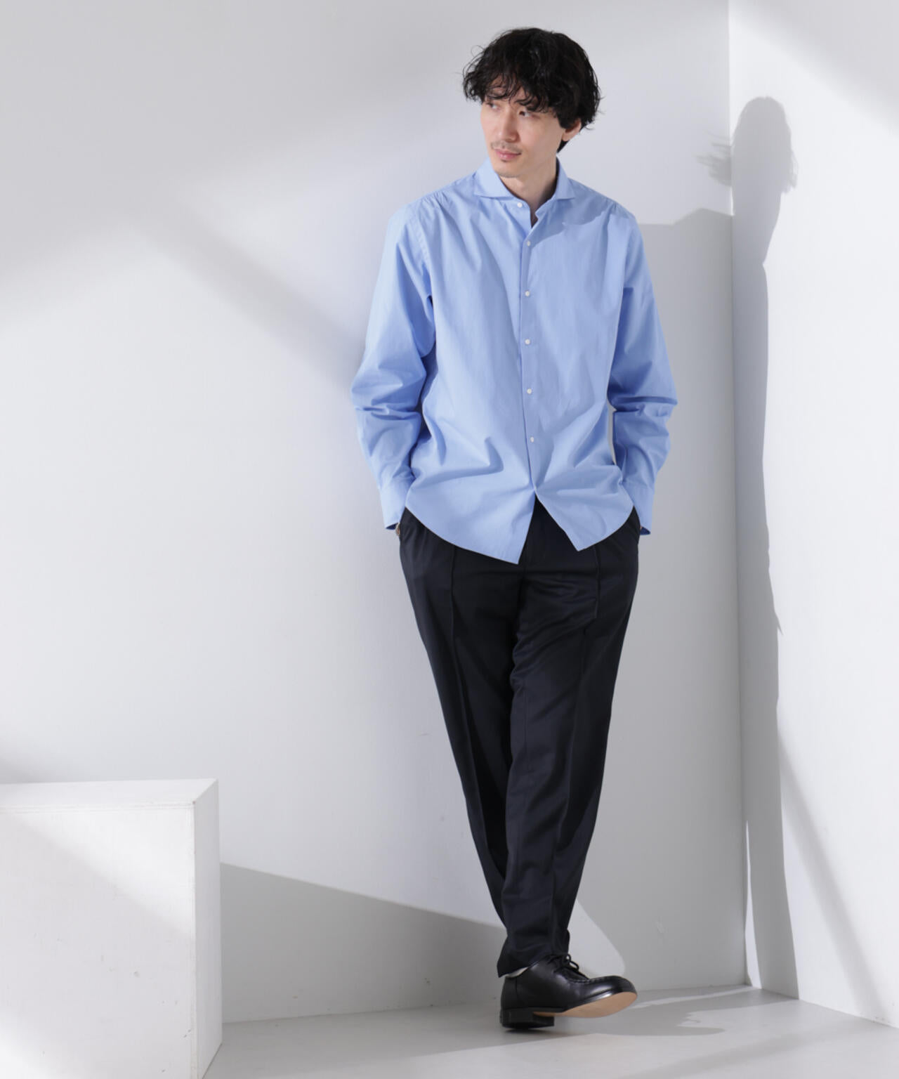 「N shirt」Anti Soaked(R) 汗染み防止ホリゾンタルカラーシャツ長袖