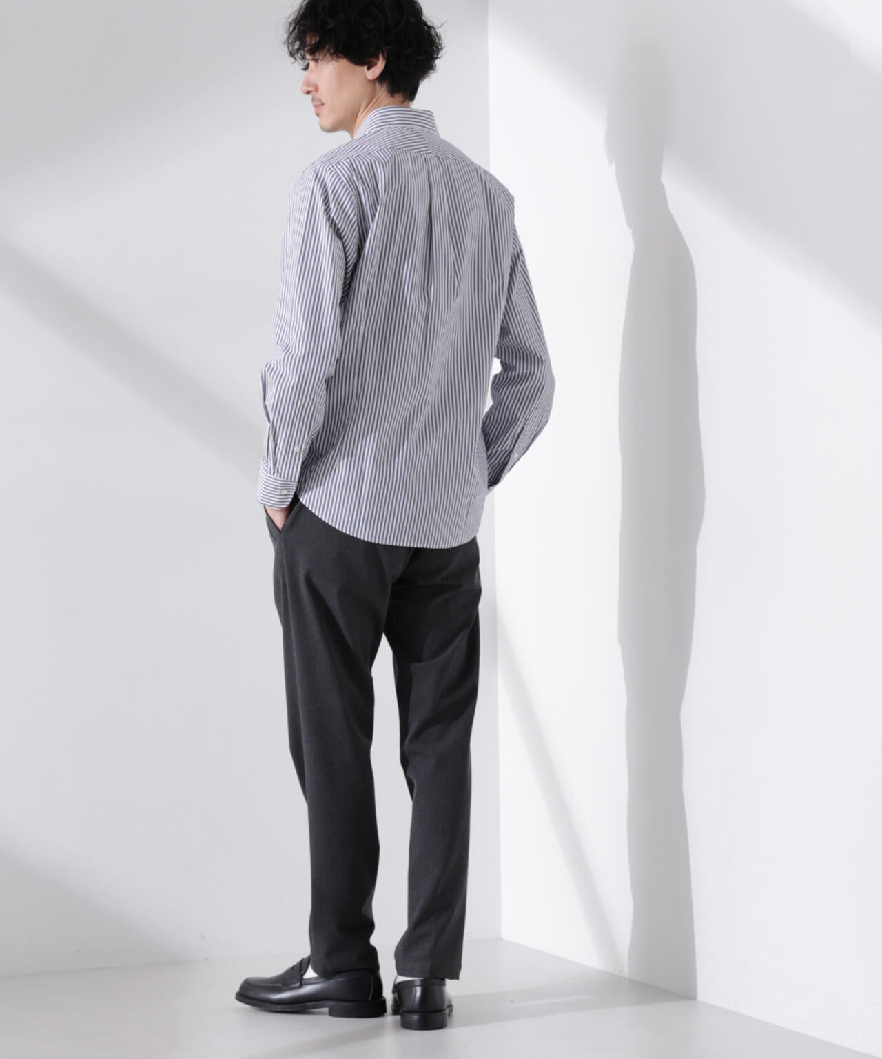 「N shirt」Anti Soaked(R) 汗染み防止ホリゾンタルカラーシャツ長袖