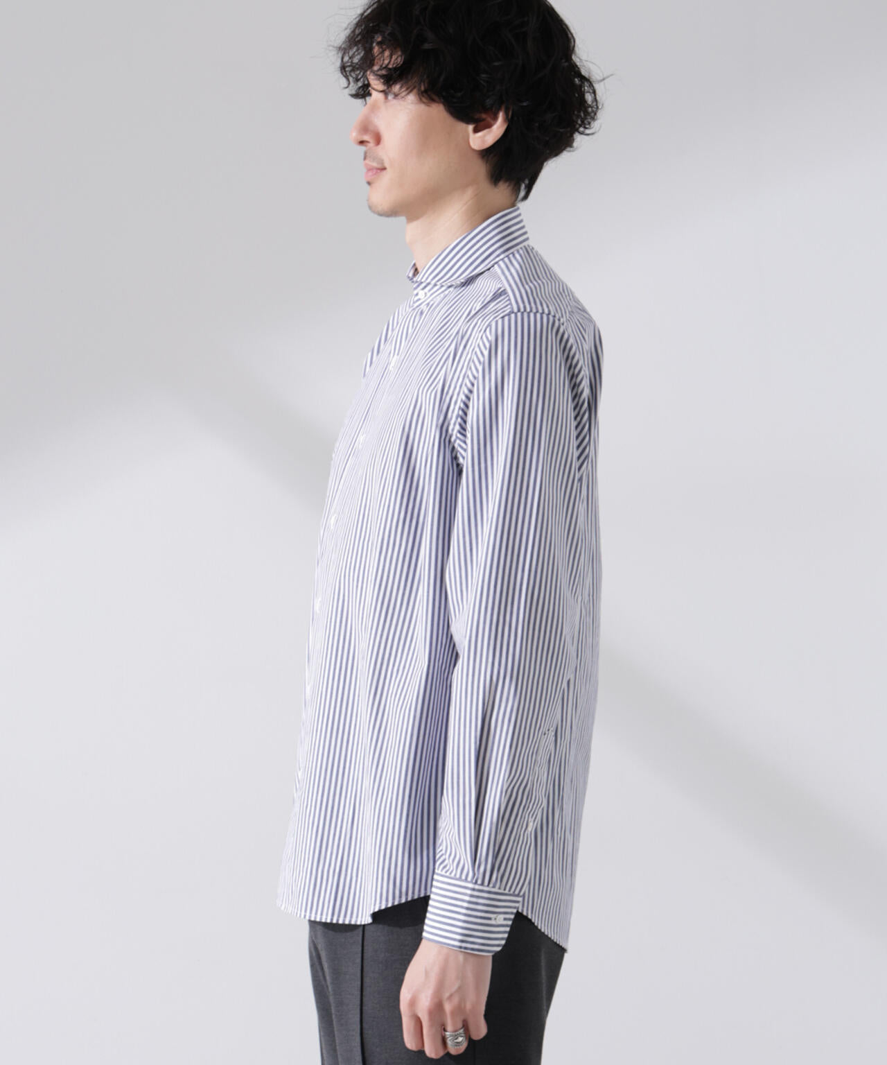 「N shirt」Anti Soaked(R) 汗染み防止ホリゾンタルカラーシャツ長袖